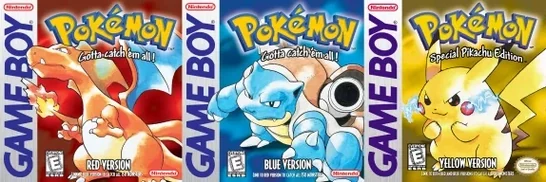 Pokémon Red, Blue and Yellow box art